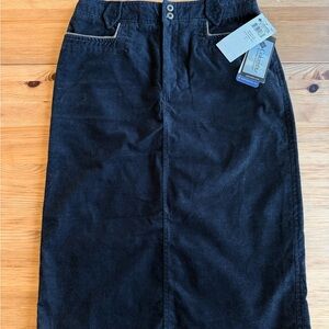 Columbia Women's Black Corduroy Midi Skirt 8 nwt